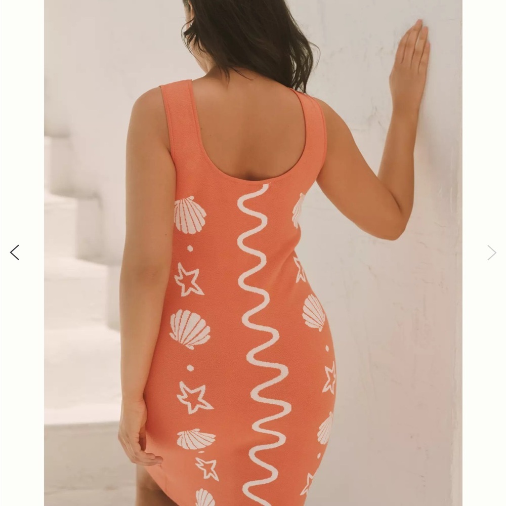 Flat White Orange Shell Pattern Dress Size XL NWT - image 3